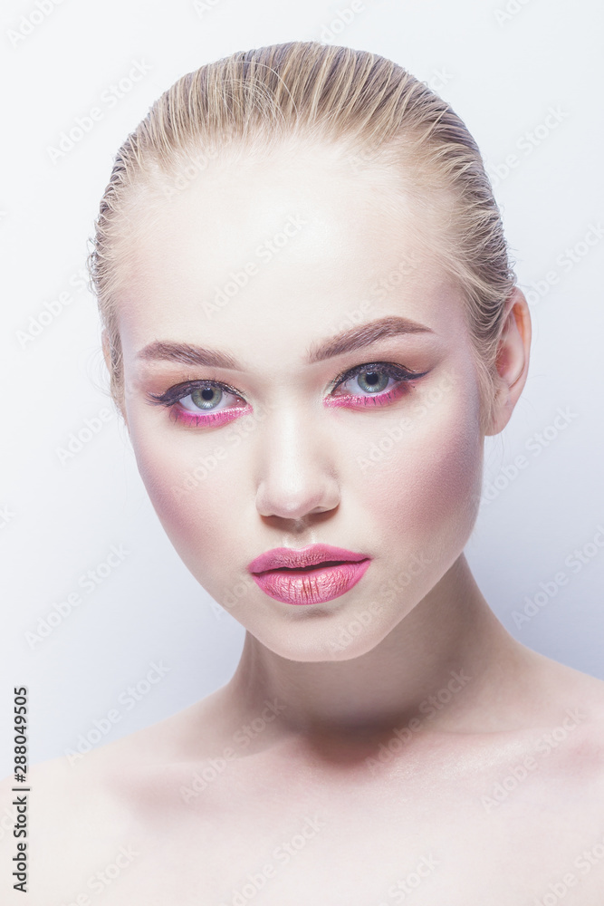 Portrait of beautiful woman with make up, studio shoot Portrait of beautiful woman with make up, studio shoot