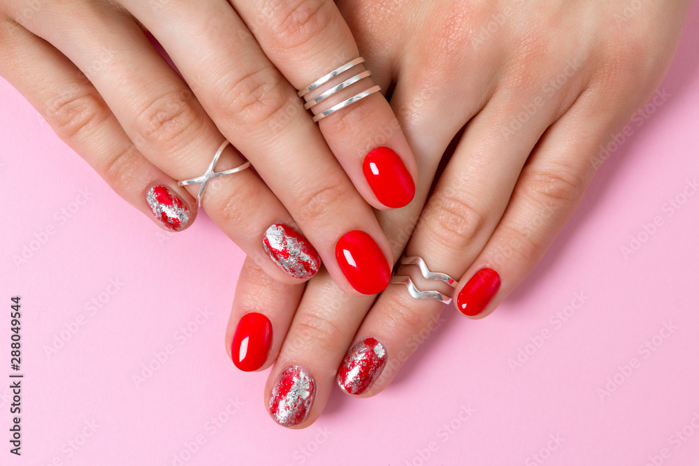 Christmas New Year manicure abstract nail design Christmas New Year manicure abstract nail design