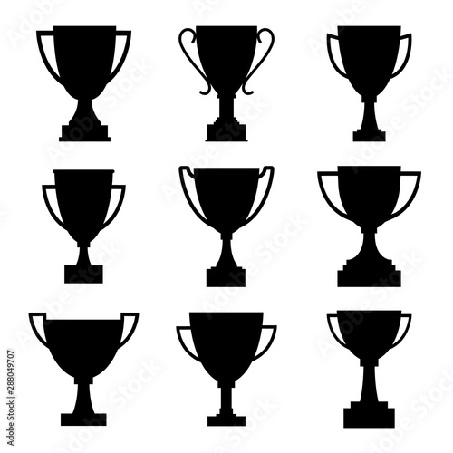 Award cups and trophy icons, logo isolated on white background