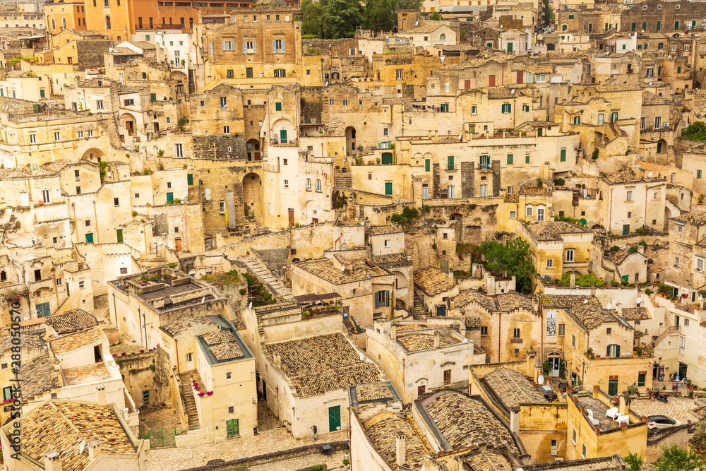 Italy, Basilicata, Province of Matera, Matera. Overview of the city. Italy, Basilicata, Province of Matera, Matera. Overview of the city.