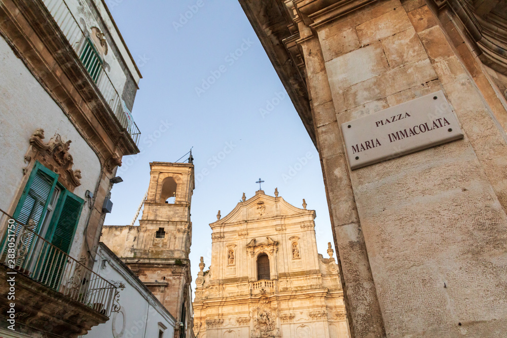 Italy, Apulia, Province of Taranto, Martina Franca. Piazza Maria Immacolata looking toward Cathedral of Saint Martin; Basilica di San Martino.