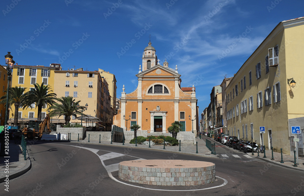 Fototapeta premium The Our Lady of the Assumption cathedral in Ajaccio city , Corsica island, France.