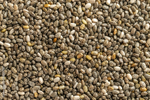 Organic chia seeds texture. Healthy Superfood. Healthy breakfast, vitamin snack, diet and healthy eating concept.