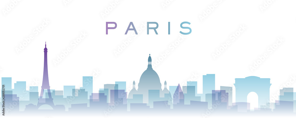 Paris Transparent Layers Gradient Landmarks Skyline