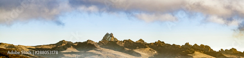 Wide panorama of the ridge of Mt Kenya, second highest peak in Africa