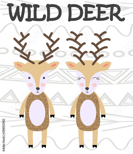 Cute cartoon deer in scandinavian style. Childish print for nursery, kids apparel,poster
