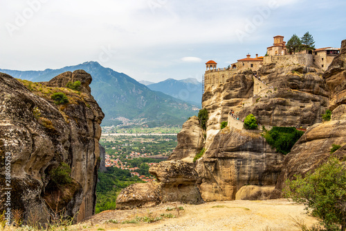 Scenic view of the Holy Monastery of Varlaam, part of the Eastern Orthodox monastery complex of Meteora, Central Greece