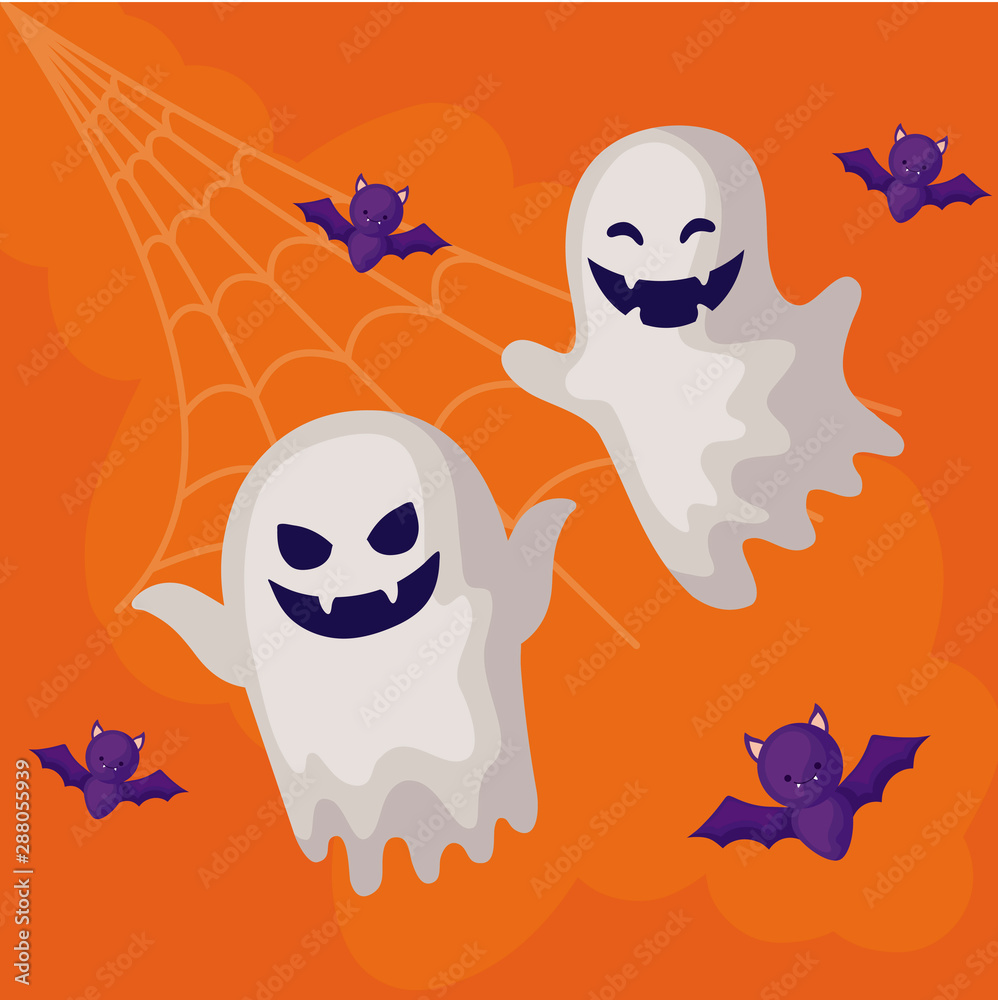 Obraz premium ghosts mysteries with icons of halloween