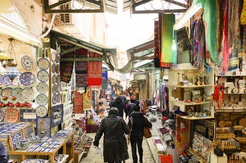 Locals and tourists at the Mahane Yehuda Market on a busy Friday. Mahane Yehuda Market often referred to as "The Shuk is a marketplace in Jerusalem, Israel.