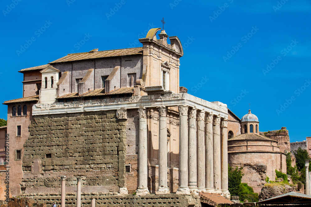 Temple of Antoninus and Faustina at the Roman Forum in Rome