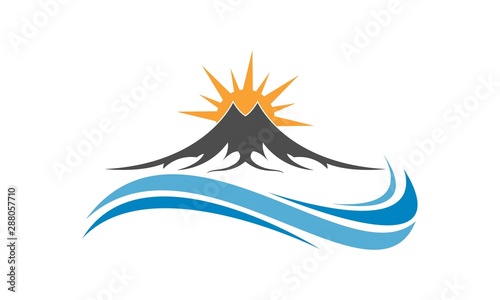 Mountain ocean vector