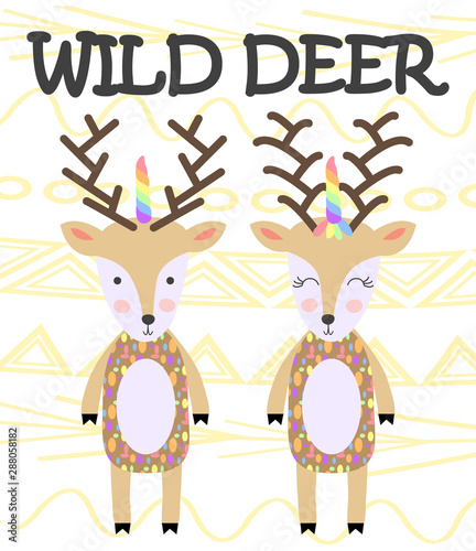 Cute cartoon deer in scandinavian style. Childish print for nursery, kids apparel,poster