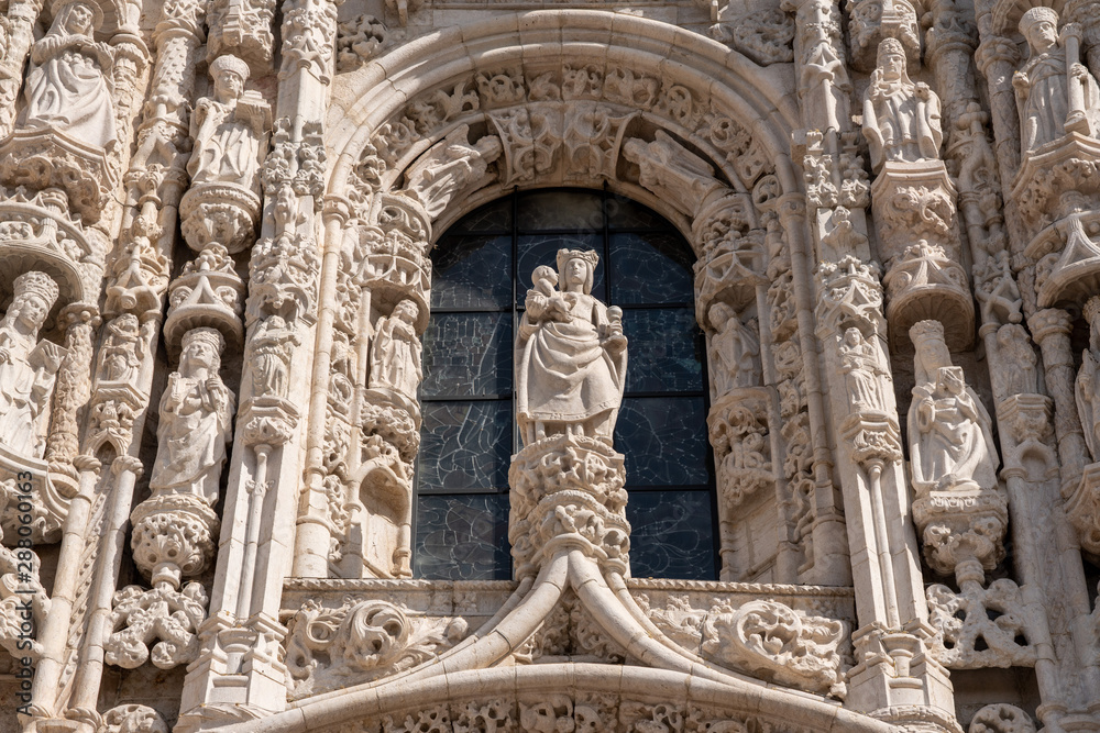 Detail of the magnificent carvings on the Monastery of Jeronimos in Belem