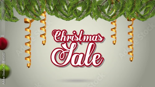 happy merry christmas sale with balls hanging photo