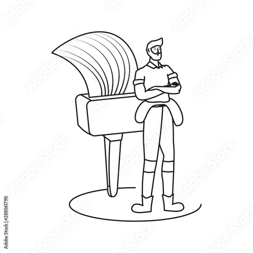 builder constructor worker with paint brush
