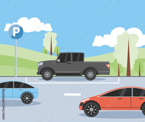 parking zone urban scene icon