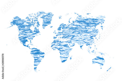  world map made of blue water concept