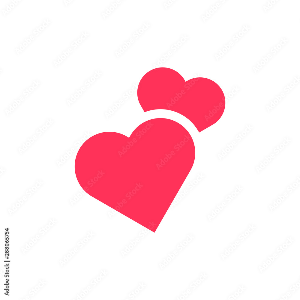 Two hearts icon. Red double heart love symbol. Two hearts icon. Red double heart love symbol.