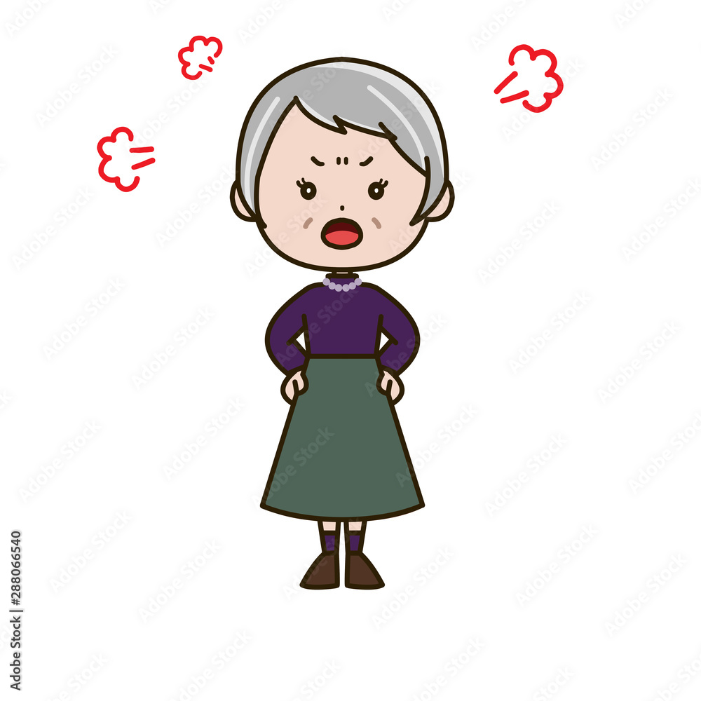 怒るシニア女性 ポーズ イラスト 怒るシニア女性 ポーズ イラスト