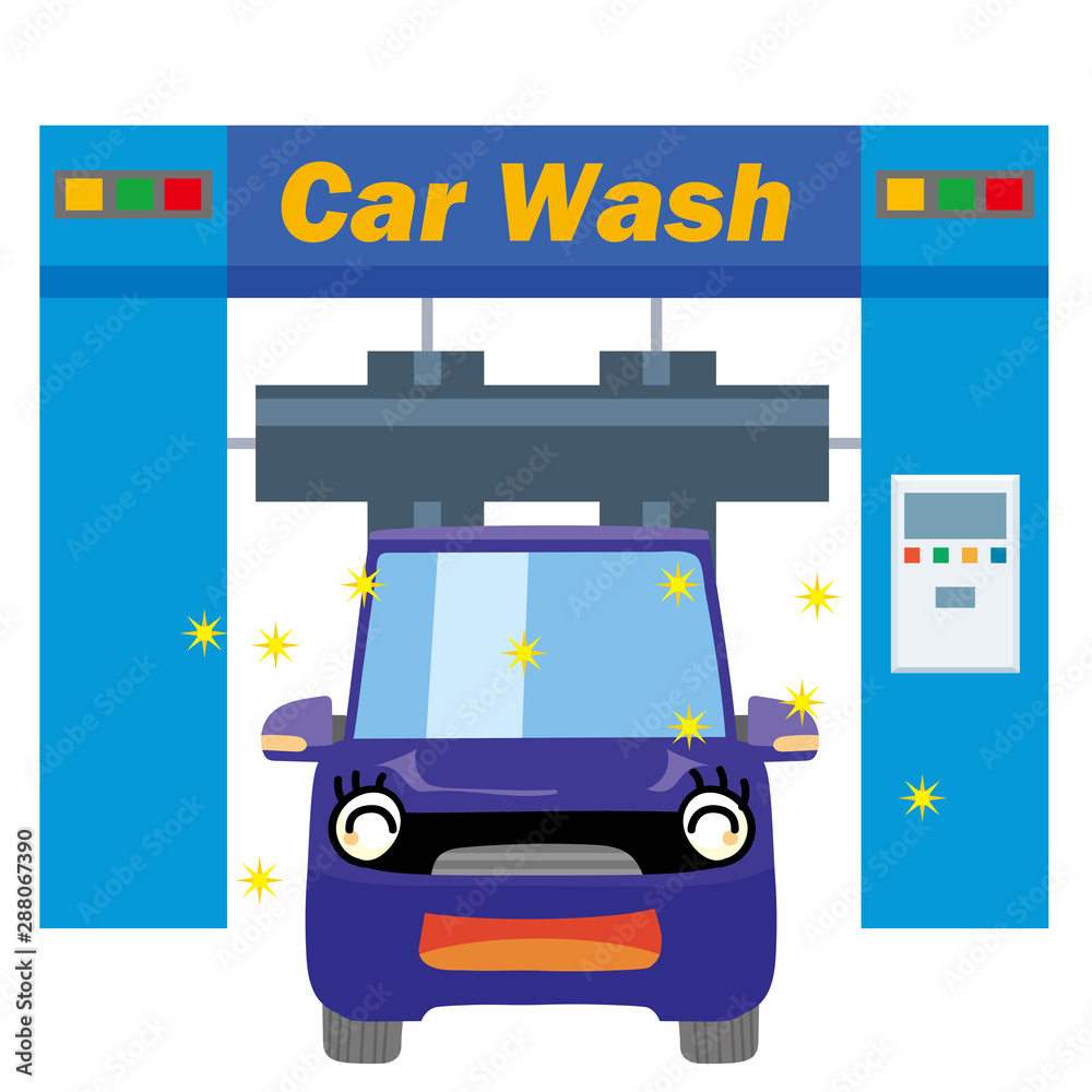 擬人化した洗車中の笑顔の車のイラスト 洗車機と自動車 軽自動車 紫擬人化した洗車中の笑顔の車のイラスト 洗車機と自動車 Rv車 クロスオーバー車 グレー Car Being Washed Stock Vector Adobe Stock