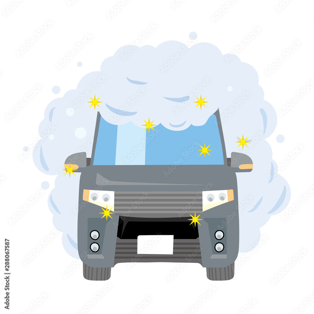 洗車中の輝く車のイラスト 泡に包まれた自動車 ミニバン ファミリーカー グレー擬人化した洗車中の笑顔の車のイラスト 洗車機と自動車 Rv車 クロスオーバー車 グレー Car Being Washed Stock ベクター Adobe Stock