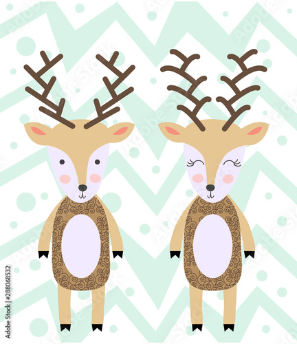 Deer in Scandinavian style. Funny  cute poster.