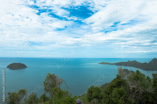 Sea and sky background from the mountain at Khao Lom Muak, Prachuap Khiri Khan, Thailand