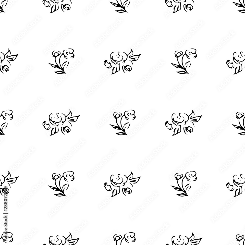 Hand drawn rose seamless pattern for print design. Rose floral seamless pattern. Spring textile texture. Repeat design element