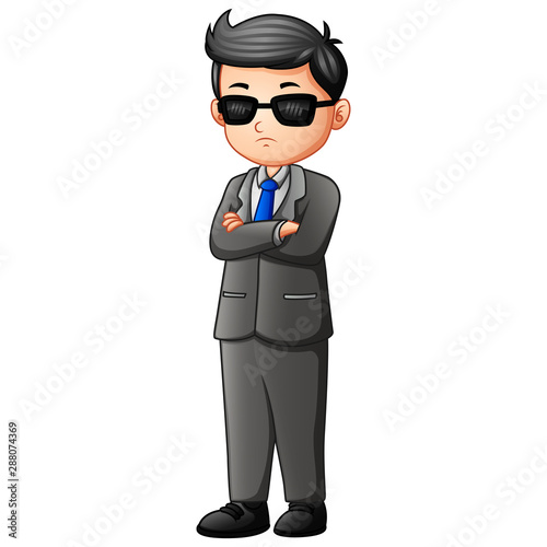 Male bodyguard isolated on white background