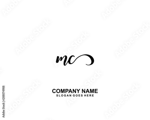 MC Initial handwriting logo vector	