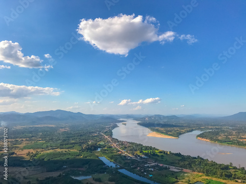 Landscape of river mountain and blue sky