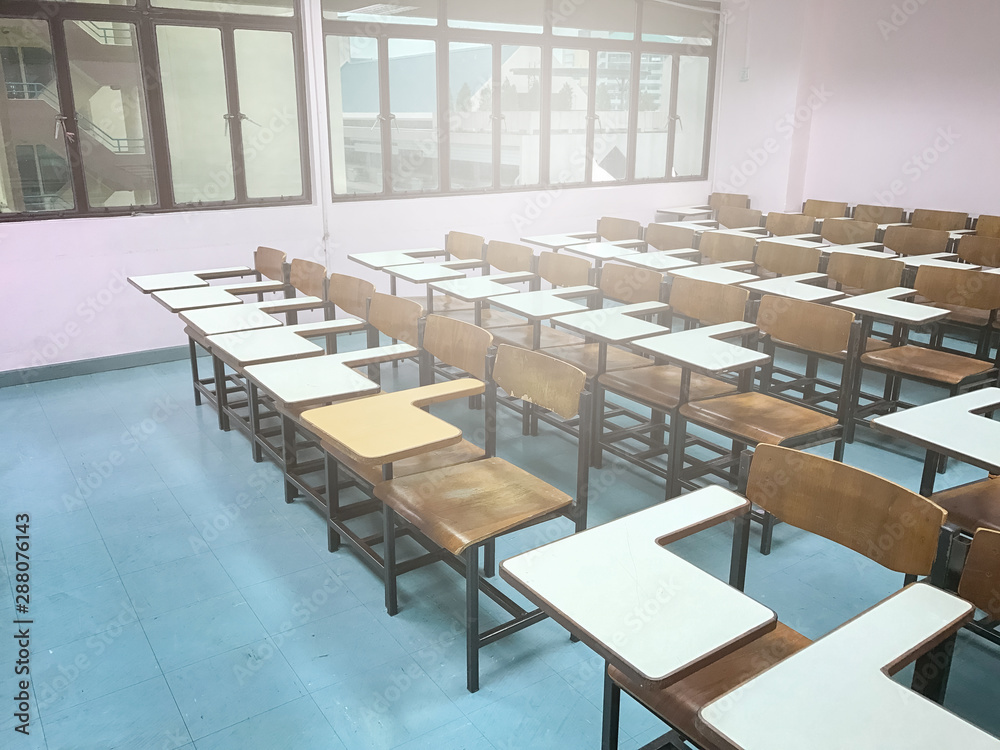 Wooden chairs in the classroom