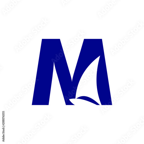 Letter M Logo. Sail Boat Symbol. Icon Vector Eps 10.
