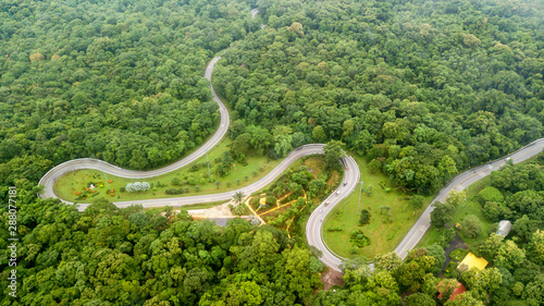 Aerial view curve road in Sakon Nakhon Thailand.