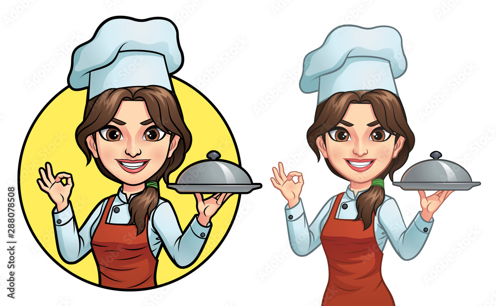 Cartoon Female Chef Stock Vector | Adobe Stock