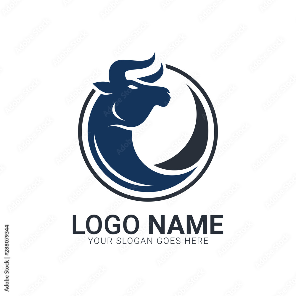 Bull on the circle shape. Bull logo design. Stock Vector Adobe Stock