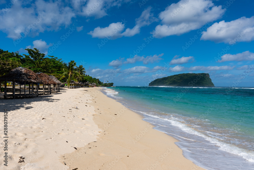 Tropical white sand beach at Lalomanu in Samoa
