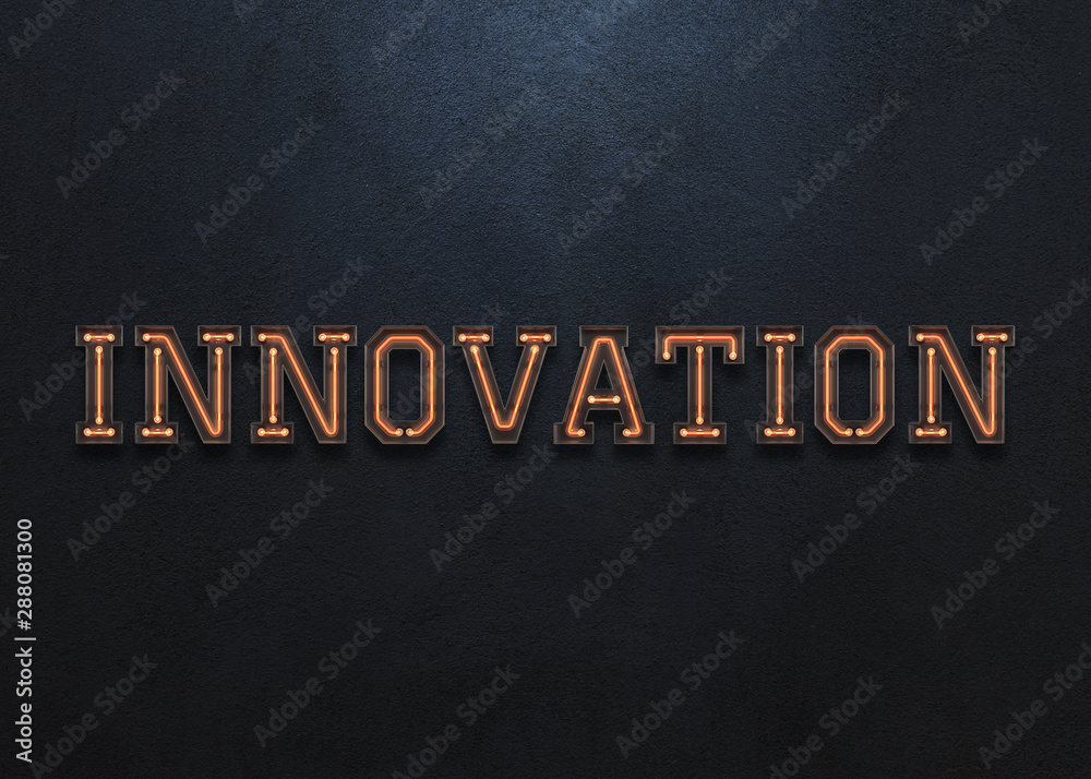 Obraz premium Innovation word made from neon alphabet.