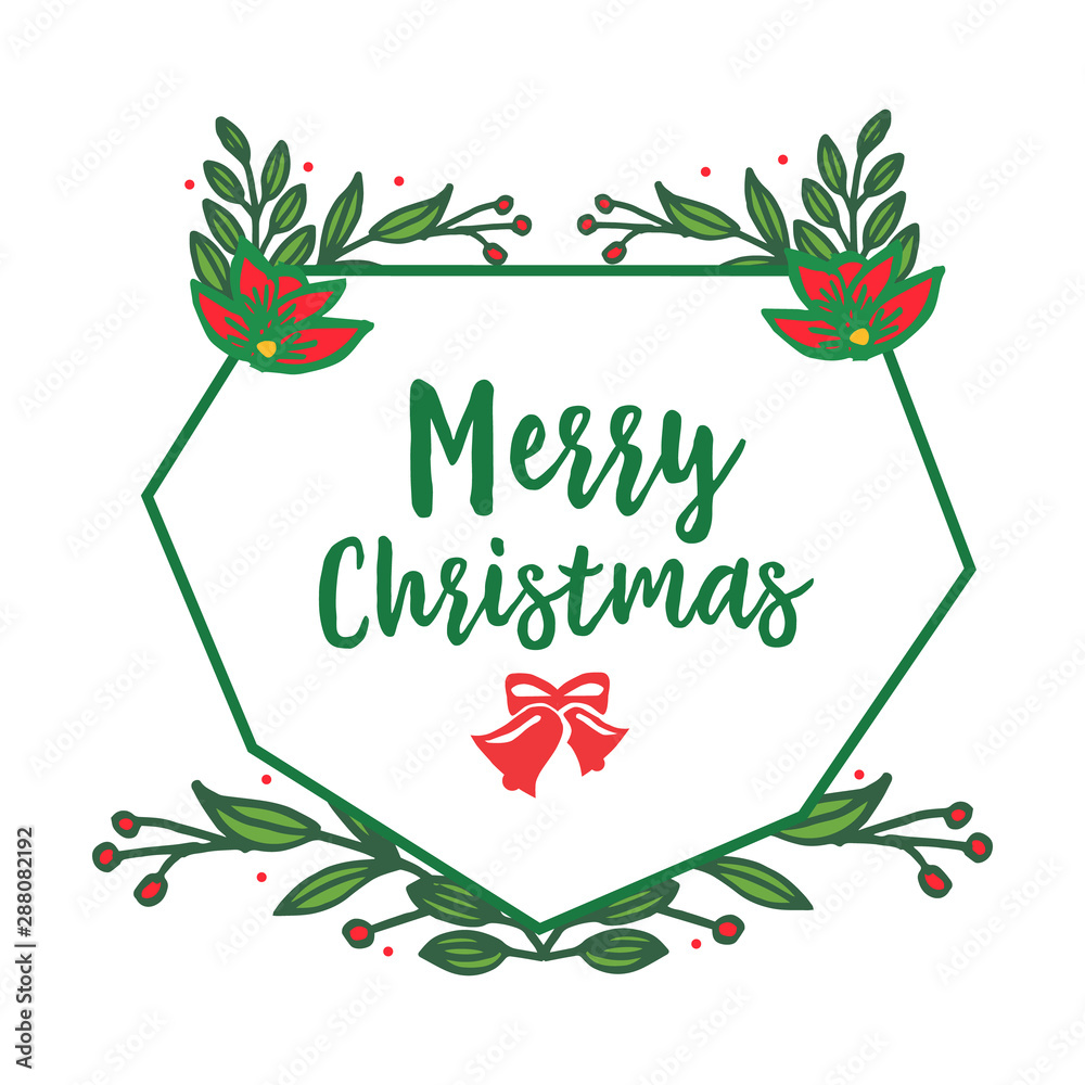 Obraz premium Abstract poster merry christmas with motif of green leafy flower frame. Vector