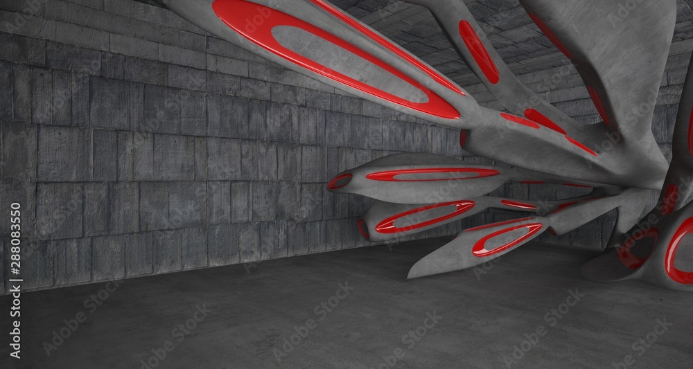 Empty dark abstract concrete smooth interior . Architectural background. 3D illustration and rendering