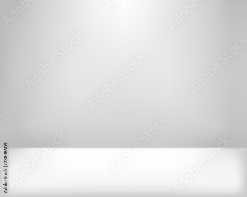 White background with gray gradient, interior, studio room. Abstract white gray gradient display products backgrounds. 