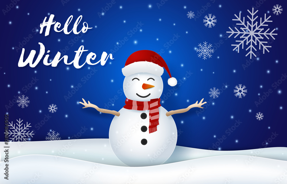 Snowman and snowflake Christmas season background illustration Snowman and snowflake Christmas season background illustration