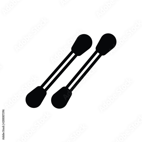 Black solid icon for cotton swabs