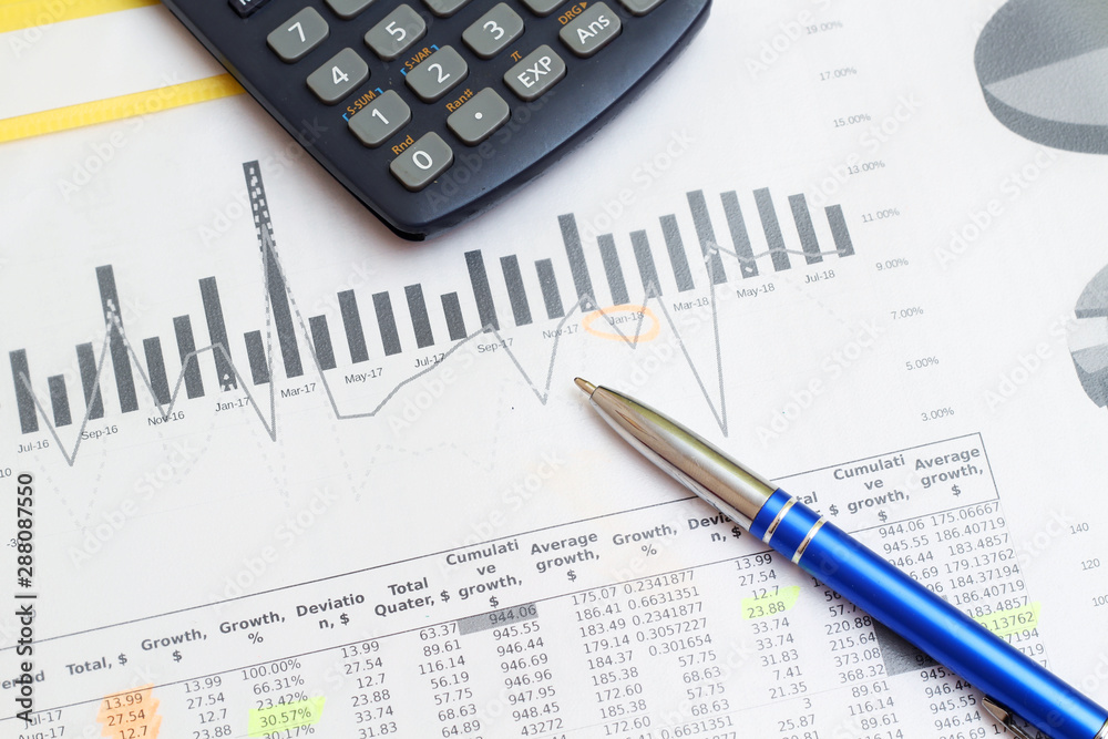 Business concept with a report and a calculator Business concept with a report and a calculator