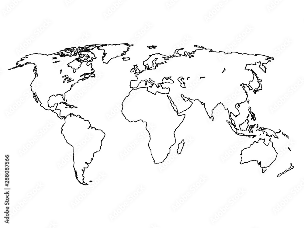 World Map Line Drawing Vector Art Icons and Graphics for Free Download