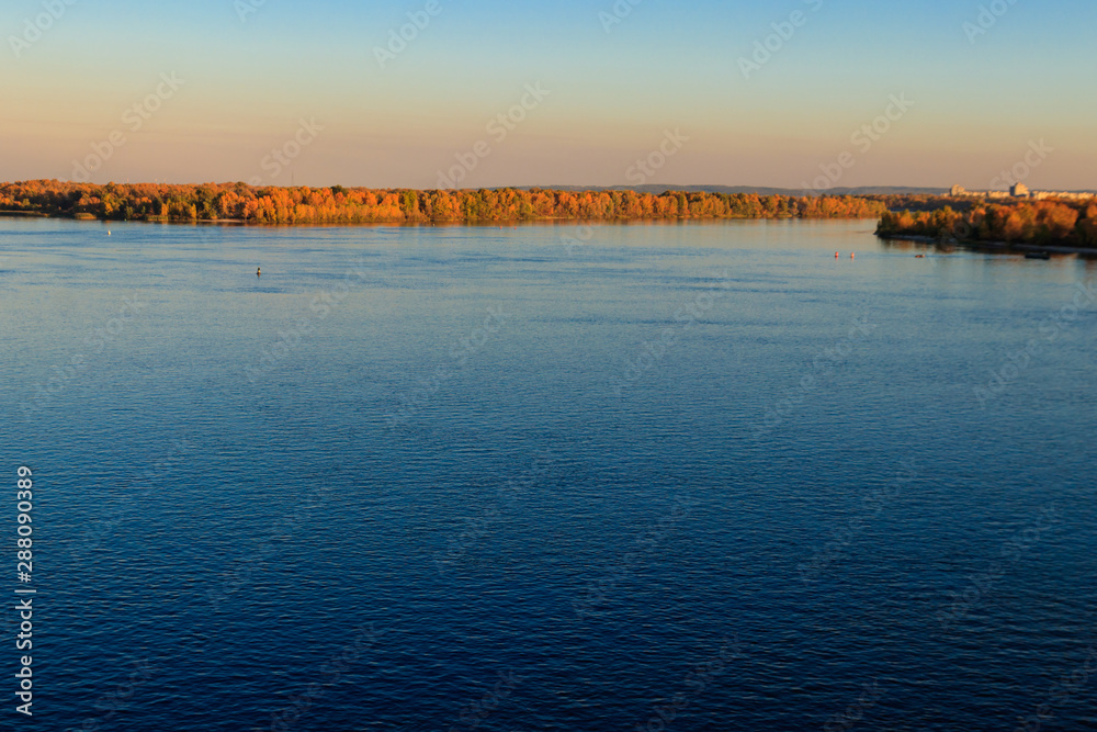 Fototapeta premium View on the river Dnieper on autumn