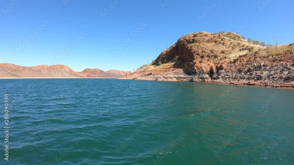 POV (point of view) of boat sailing on Lake Argyle Ord River Dam in Kimberley region, Western Australia. POV (point of view) of boat sailing on Lake Argyle Ord River Dam in Kimberley region, Western Australia.