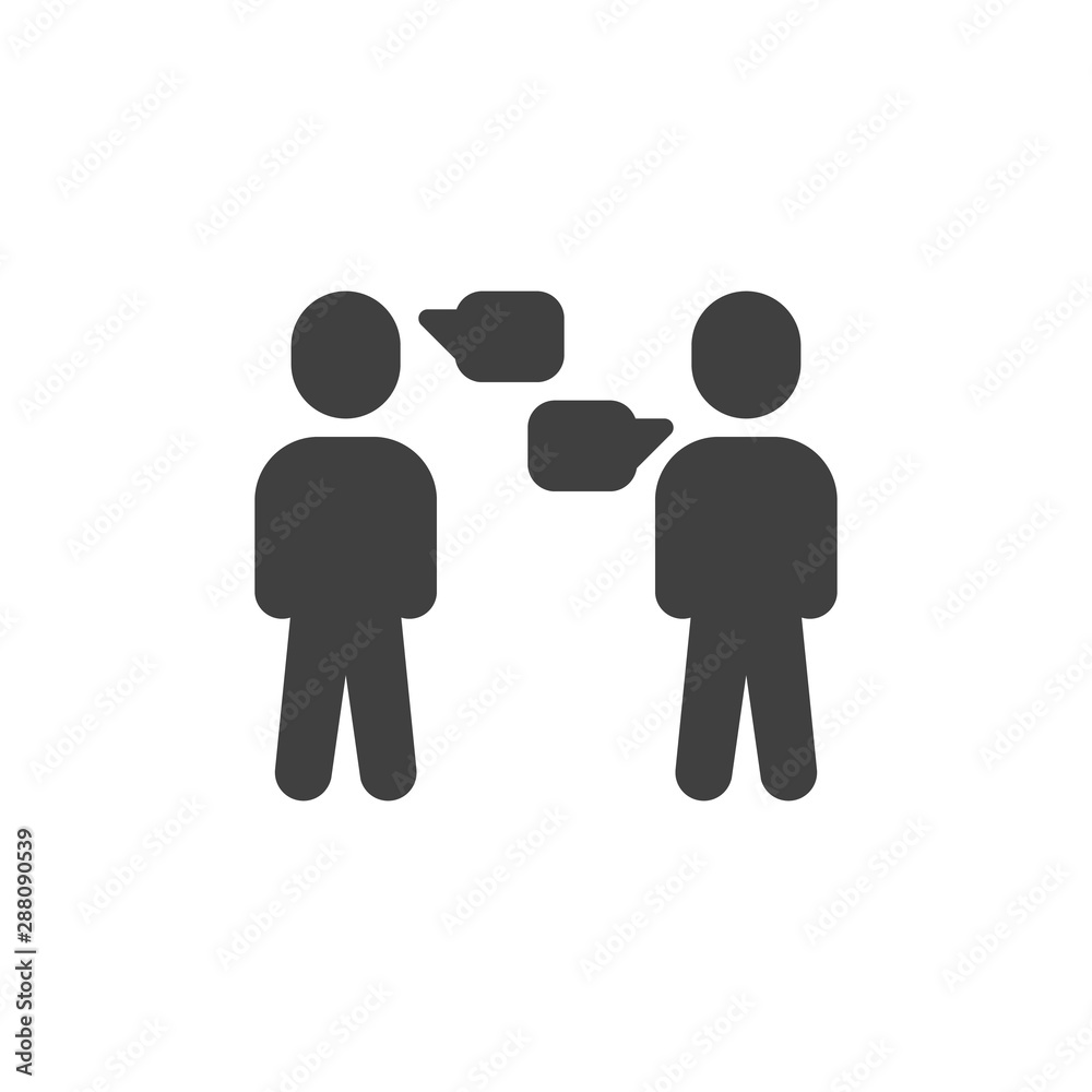 People with dialog speech bubble vector icon. discussion filled flat sign for mobile concept and web design. Speaking people glyph icon. Symbol, logo illustration. Vector graphics