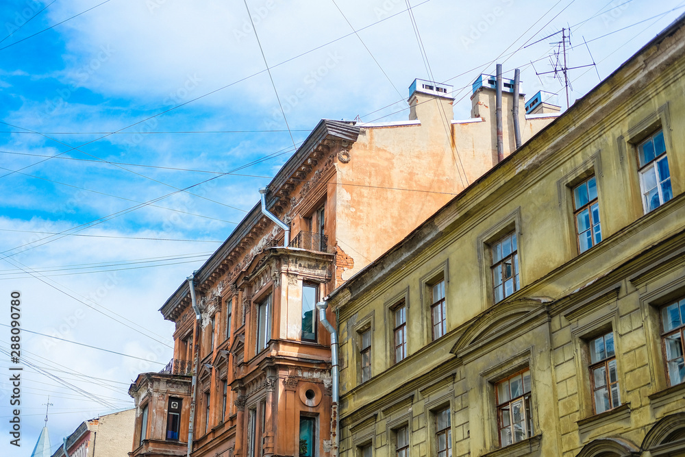 Saint-peterburg, Russia - August, 14, 2019: old town house in the center of Saint-peterburg, Russia