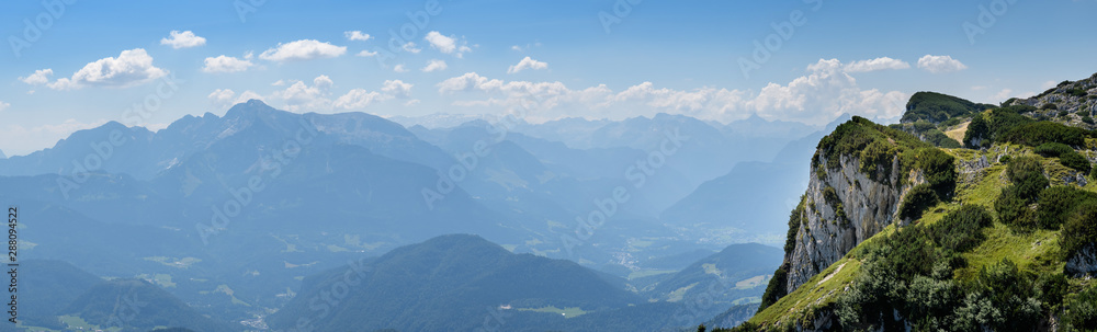 Mountain alpine landscape on a bright sunny day.